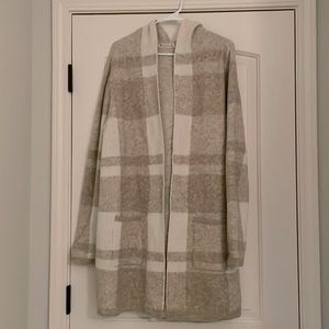 Plaid sweater hooded cardigan